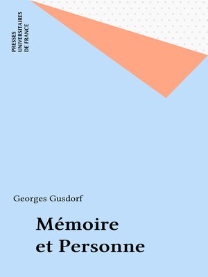 cover image of Mémoire et Personne